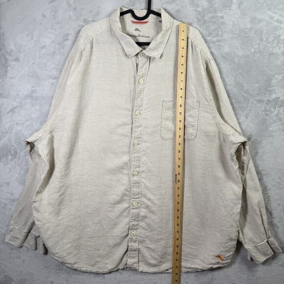Tommy Bahama Button Up Shirt Men's XXL Linen Cream Tropical Breathable Pocket - Picture 6 of 16